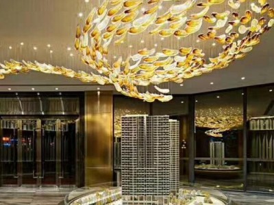 定制灯具艺术吊灯售楼处沙盘区艺术吊灯大型艺术玻璃吊灯定制客房吊灯灯具图片 定制吊灯
