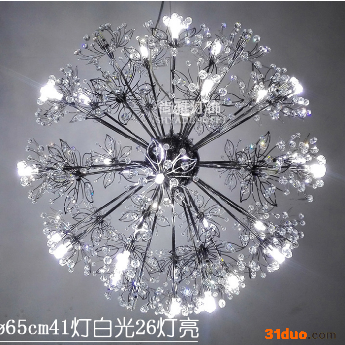 五叶花圆形不锈钢吊灯 创意家用led水晶灯 北欧现代灯饰灯具