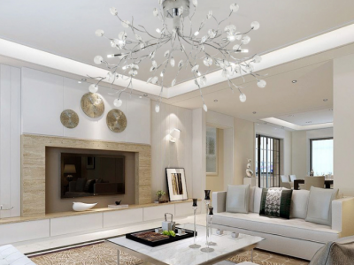 创意萤火虫灯具 卧室客厅树枝叶设计吸顶灯 遥控式led水晶灯