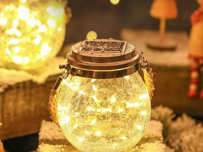 点点SL2945 太阳能梅森灯 太阳能花灯彩灯 家用裂纹灯LED太阳能灯户外花园别墅布置装饰玻璃裂纹灯挂灯树灯小夜灯