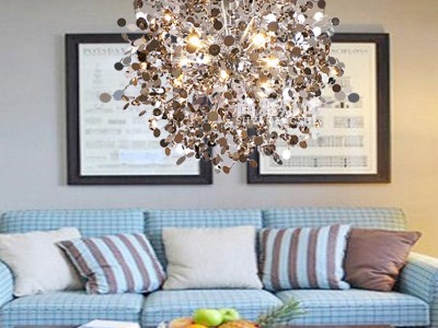 VINCANLED吊灯创意不锈钢亮片圆球吊灯 北欧后现代艺术led灯 客厅卧室装饰灯具