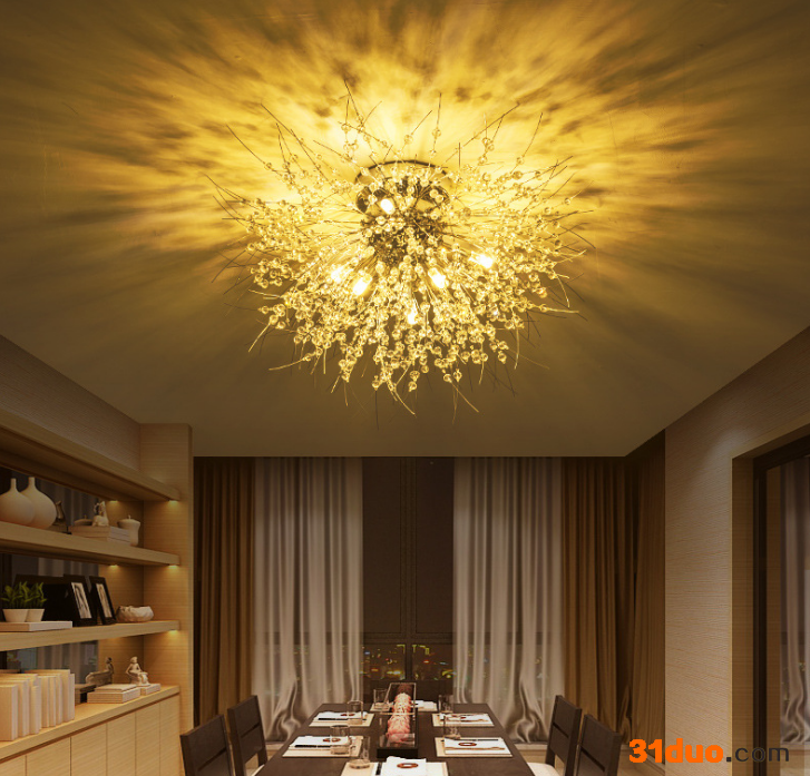 创意吸顶菠萝珠水晶灯饰 客厅卧灯餐厅铁艺灯 现代简约灯具