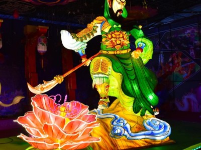 景区花灯制作生产厂家  街道彩灯制作公司现货  长廊灯柱关公人物造型花灯