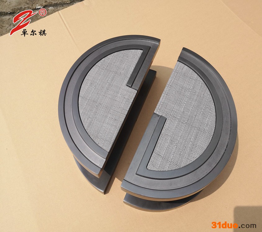 厂家定制中式铝板拉手铝板镶嵌皮革拉手豪华大拉手复古酒店玻璃门门拉手