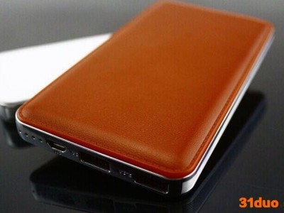 土豪仿皮革超薄移动电源 大容量充电宝8000毫安 可订企业l