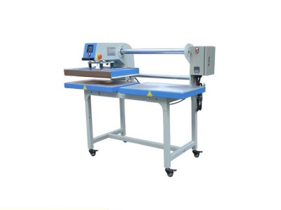 湖北湖南东莞市高尚机械**电脑绣花剥胶机服装布料皮革烫画印花热熔胶设备50*70CM气动双工位下板发热