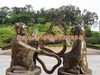 铜雕纺织园林儿童雕塑