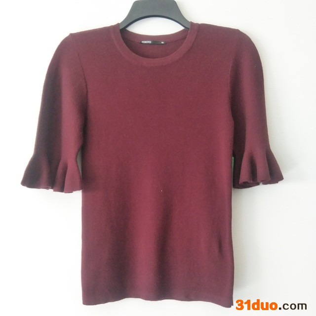 百亮服饰  【针织】 厂家定制新款时装韩版潮流圆领喇叭中袖女士针织毛衣