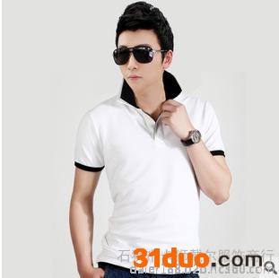 卡狮戴尔服饰时尚男装2015新款男士短袖韩版t恤 男式纯棉立领男士短袖t打底衫批发