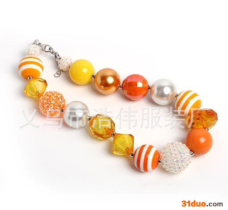 外贸万圣节款儿童服饰饰品 服装配件 糖果色手工串珠项链