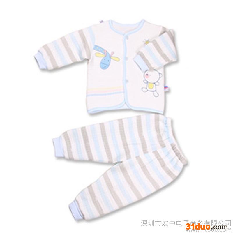 供应康贝方9282春款宝宝印花服饰套装-蓝色