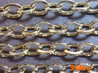 焊口方线链,服饰箱包链,金色焊口方线链 服饰箱包链 深圳五金厂家