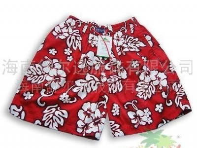 供应海南旅游休闲服饰 丝妮雅沙滩裤短裤 红紫荆XXXL