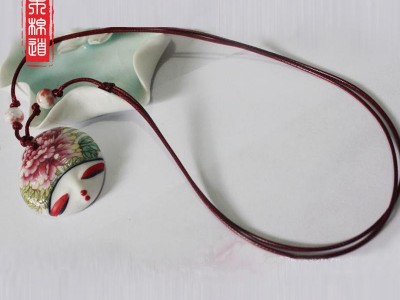 木棉道.新品服饰配件 陶瓷粉彩项链首饰品 手工彩绘吊坠批发