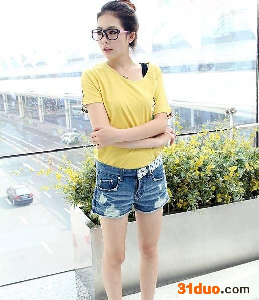 新款日韩流行服饰  卡通图案  拼接 新潮棉T恤