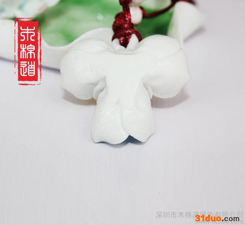 木棉道.新品服饰配件 手工绘制瓷花 特色陶泥配饰吊坠 艺术品