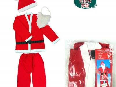 普通无纺布儿童男圣诞服 圣诞老人5件套 圣诞演出服饰套装SD
