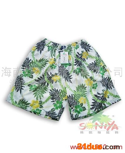 供应海南旅游休闲服饰 丝妮雅沙滩裤短裤 绿菠萝XXXL