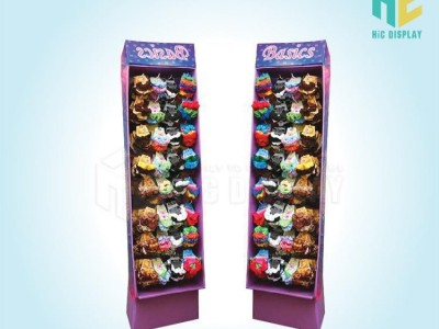 量身定制袜子等服饰用落地式挂钩纸货架|环保瓦楞纸展示架陈列架