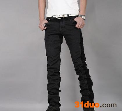 一件代发男装服饰包包 灯芯绒拼接修身牛仔裤(27-40码全)