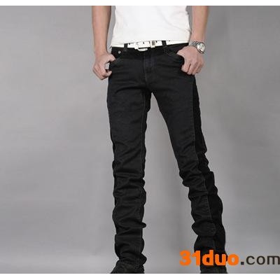 一件代发男装服饰包包 灯芯绒拼接修身牛仔裤(27-40码全)