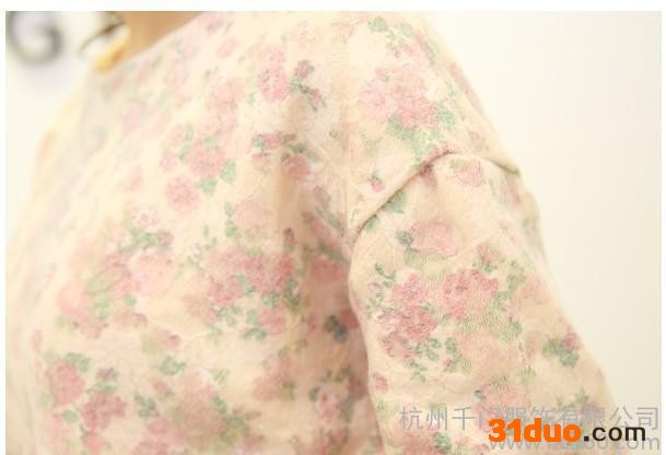 2013冬季杭州杭派服饰女式长袖套头蕾丝圆领碎花厚内搭上衣打底衫