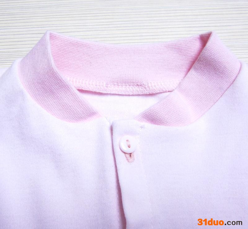 儿童服饰 Child hood 巧儿福儿童服饰  圆领对开长袖衫 粉色纯棉童装批发