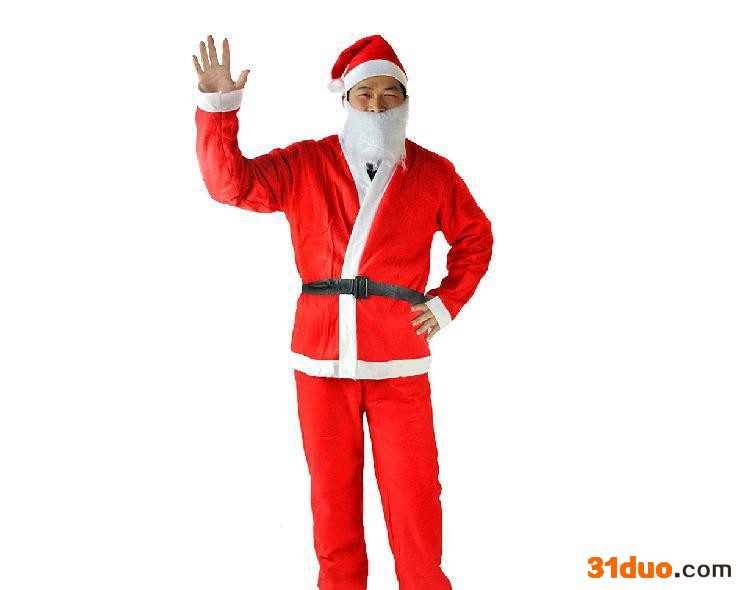 普通无纺布成人男圣诞服  圣诞老人5件套 圣诞服饰套装装扮S