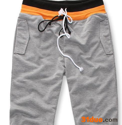 时尚休闲男装服饰包包 撞色款双裤头运动七分裤 3色入