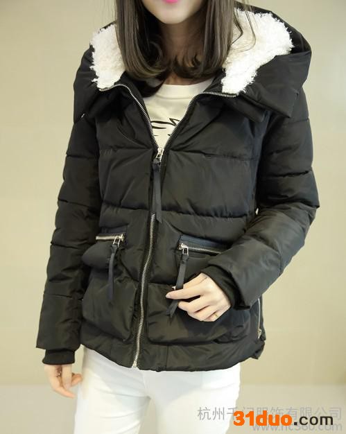 2013冬季新款杭派服饰休闲长袖连帽加绒加厚品牌韩国棉衣女装外套