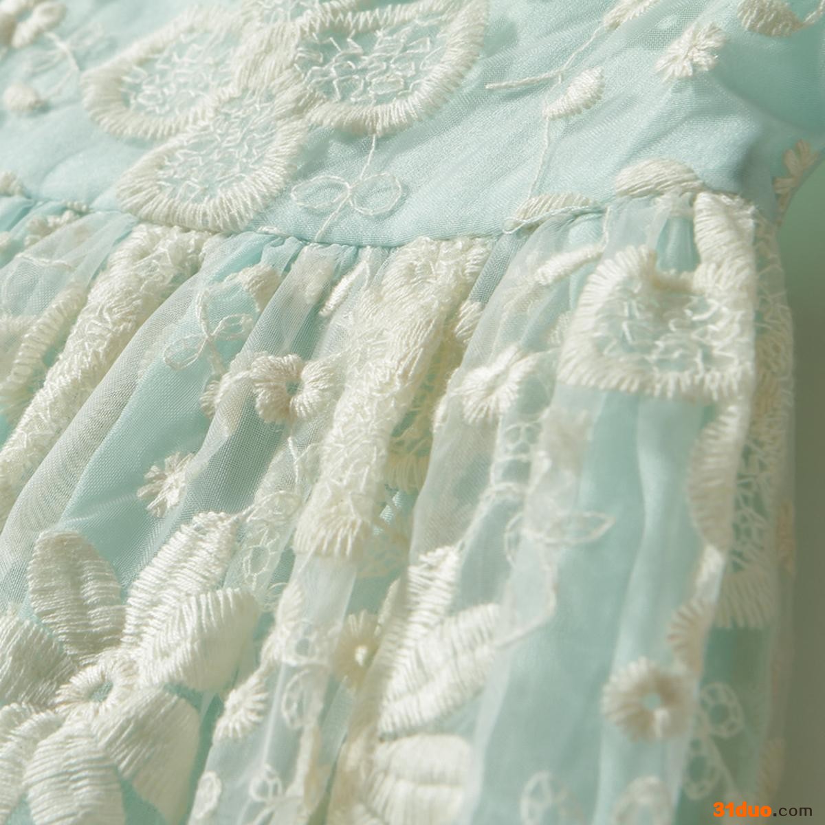 夏季热卖2013夏装品牌服饰 乔其纱短袖 镂空蕾丝绣花欧根纱连衣裙