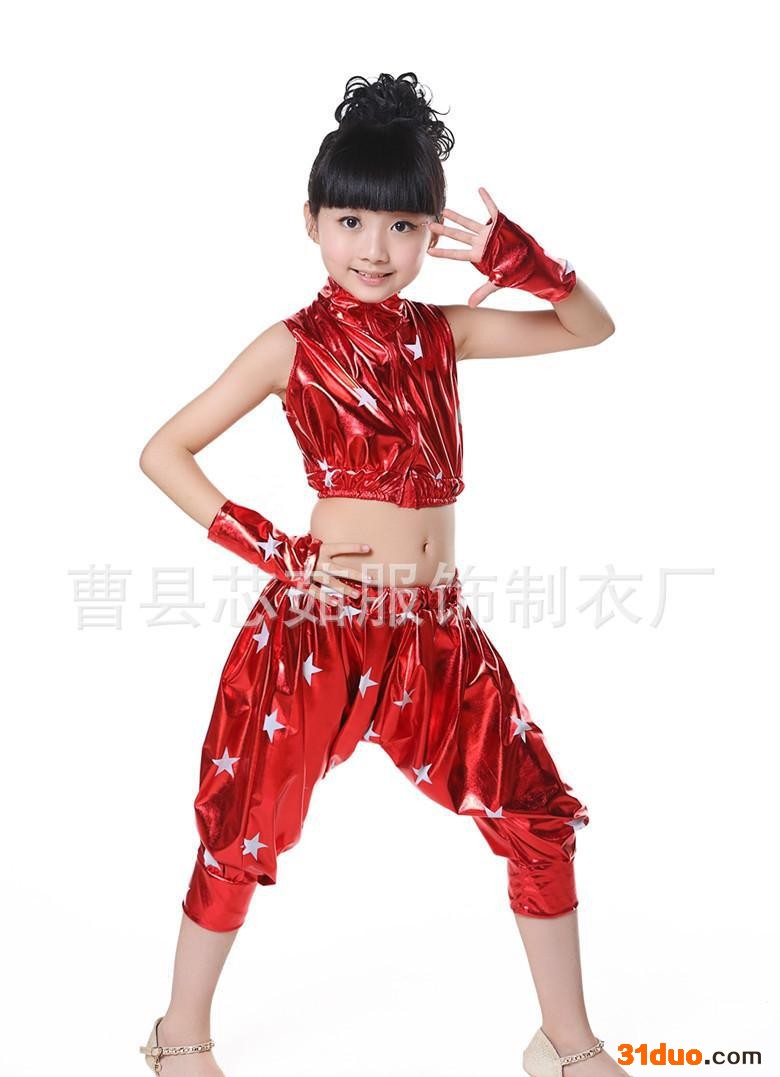 小苹果广场舞蹈服装儿童表演服饰幼儿园爵士舞服亮片男女孩演出服