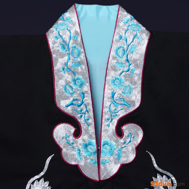 京剧舞台演出戏服立凤女帔黑色机绣亮片女披昆曲花旦对襟女帔定制 戏曲服饰