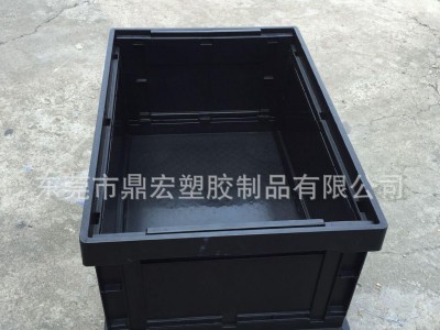 广西南宁塑料防静电折叠箱 黑色平折式汽配物流箱 HP电器胶箱
