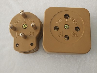 贝尔三相四线32A大功率插头插座440V玻璃钢圆角插头工业插座厂家