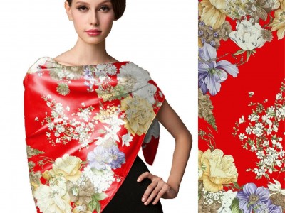 新款 重磅蚕丝斜纹花卉方巾  百搭流行款 ** 商务礼品促销