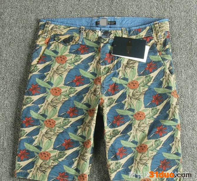 夏季新款时尚花卉中裤裤 辉哥外贸Z家男士花短裤 吊牌齐全