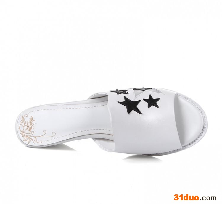 直销2015时尚欧美新款女鞋凉拖鞋中跟花卉头层牛皮代发