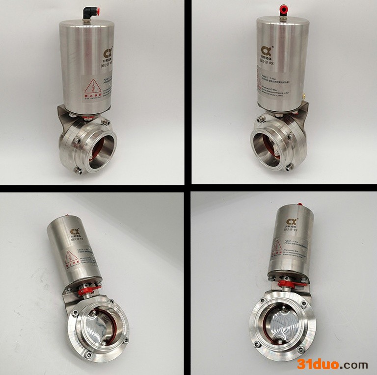 不锈钢304 316卫生级食品级快装蝶阀   卫生级食品级快装气动蝶阀 单作用双作用气动蝶阀