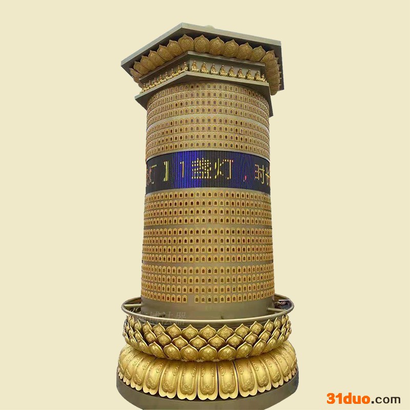 温州南博厂家定制户外大型摆件LED智能转经筒千佛灯佛像神像供应