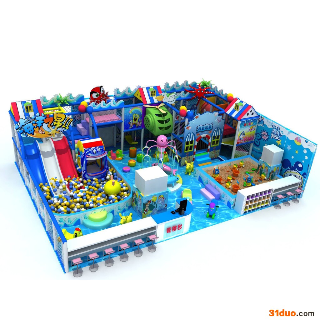 温州康瑞淘气堡球池大滑梯积木王国大蹦床亲子乐园
