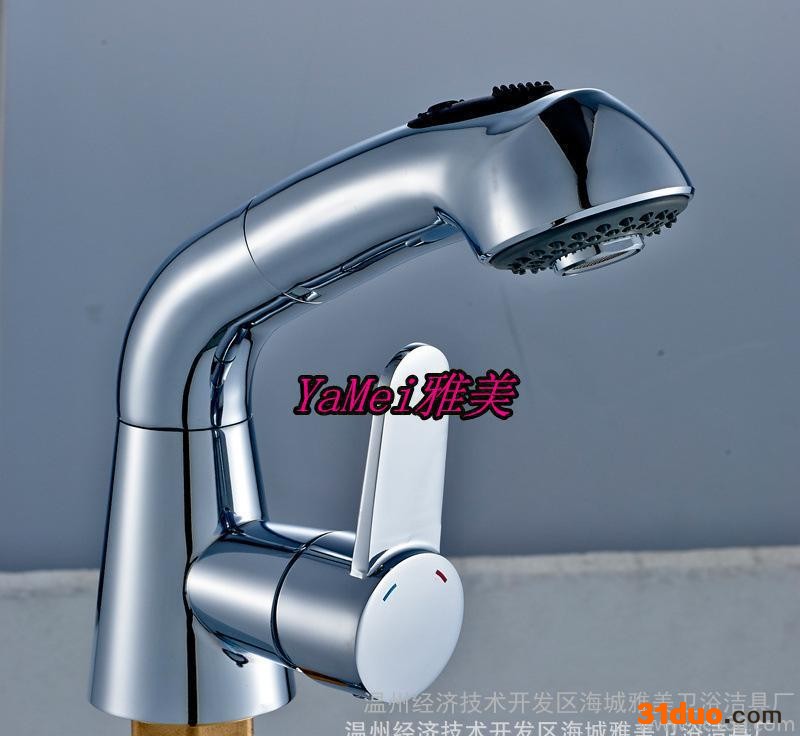 全铜水龙头 短抽拉 理发店龙头  品质 ** 三通抽拉