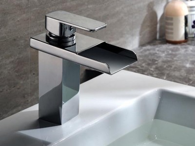 全铜LED瀑布水龙头 温控变色 冷热面盆水龙头 艺术龙头LD