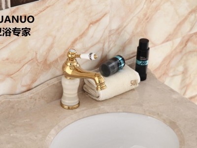 欧式卫浴天然玉石台面盆水龙头  浴室金色仿古水龙头 **供货