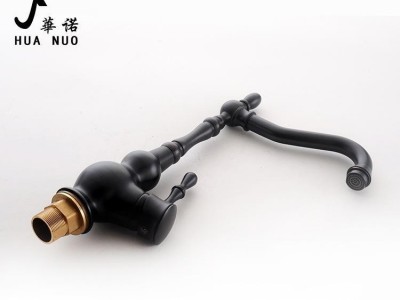 卫浴洁具 欧式仿古黑色水龙头 菜盘水槽水龙头全铜冷热 源头