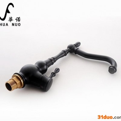 卫浴洁具 欧式仿古黑色水龙头 菜盘水槽水龙头全铜冷热 源头