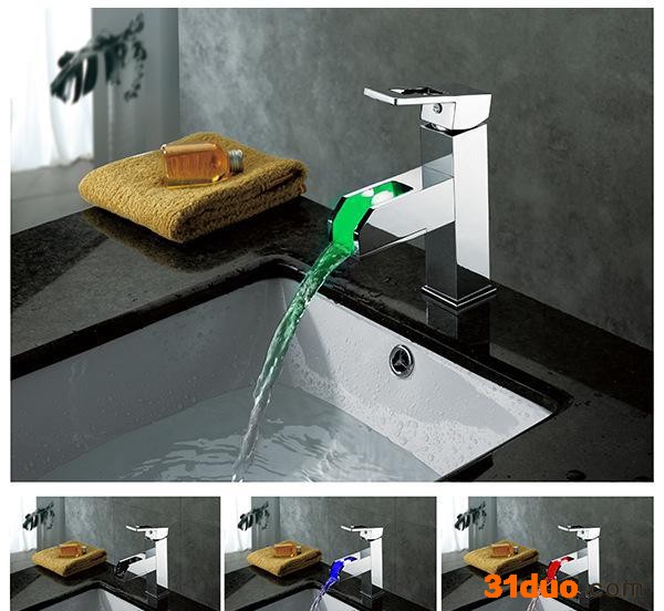 全铜LED水龙头 冷热面盆水龙头 艺术龙头 台上盆LD800