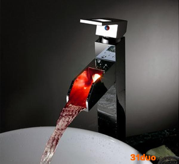 LED温控三色感温变色水龙头 水流发电 个性艺术水龙头LD8