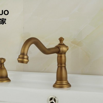 卫浴洁具 【欧式仿古水龙头 分体三件套浴室柜水龙头】 全铜冷