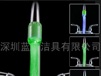 供应圆形水龙头 LED龙头灯 感温变色发光龙头  水发光三色水龙头SDF-A3